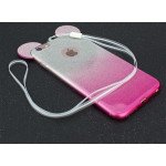 Wholesale Galaxy S7 Edge Minnie Bow Glitter Necklace Strap Case (Purple)